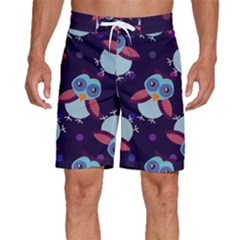 Owl-pattern-background Men s Beach Shorts by Simbadda