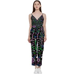 Math-linear-mathematics-education-circle-background V-neck Camisole Jumpsuit by Simbadda