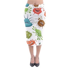 Dangerous-streptococcus-lactobacillus-staphylococcus-others-microbes-cartoon-style-vector-seamless-p Midi Pencil Skirt by Simbadda