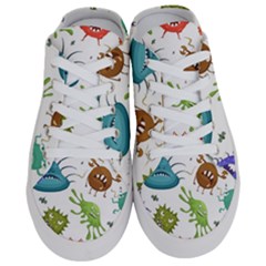 Dangerous-streptococcus-lactobacillus-staphylococcus-others-microbes-cartoon-style-vector-seamless-p Half Slippers by Simbadda