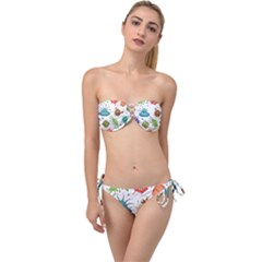 Dangerous-streptococcus-lactobacillus-staphylococcus-others-microbes-cartoon-style-vector-seamless-p Twist Bandeau Bikini Set by Simbadda