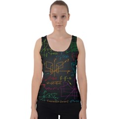 Mathematical-colorful-formulas-drawn-by-hand-black-chalkboard Velvet Tank Top by Simbadda