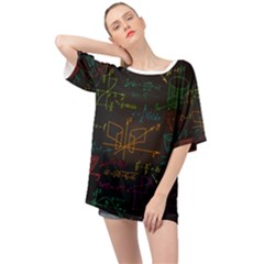 Mathematical-colorful-formulas-drawn-by-hand-black-chalkboard Oversized Chiffon Top by Simbadda