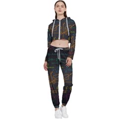 Mathematical-colorful-formulas-drawn-by-hand-black-chalkboard Cropped Zip Up Lounge Set by Simbadda