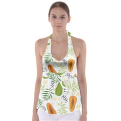 Seamless-tropical-pattern-with-papaya Babydoll Tankini Top by Simbadda