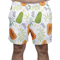 Seamless-tropical-pattern-with-papaya Men s Shorts by Simbadda