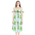 Cute-green-frogs-seamless-pattern Shoulder Tie Bardot Midi Dress View1