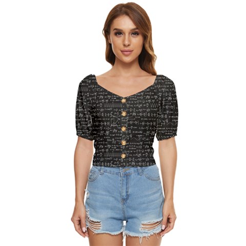 Math-equations-formulas-pattern Button Up Blouse by Simbadda
