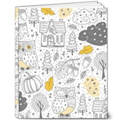 Doodle-seamless-pattern-with-autumn-elements 8  X 10  Hardcover Notebook by Simbadda