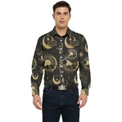 Asian-seamless-pattern-with-clouds-moon-sun-stars-vector-collection-oriental-chinese-japanese-korean Men s Long Sleeve Pocket Shirt  by Simbadda