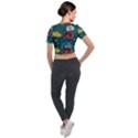 Seamless-pattern-hand-drawn-with-vehicles-buildings-road Short Sleeve Cropped Jacket View2