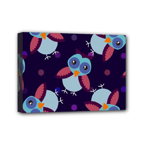 Owl-pattern-background Mini Canvas 7  X 5  (stretched) by Simbadda