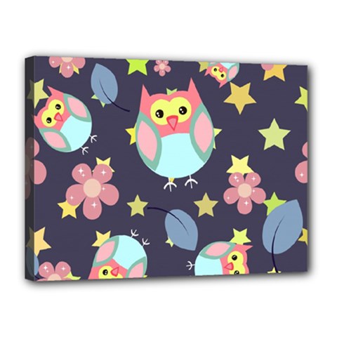 Owl-stars-pattern-background Canvas 16  X 12  (stretched) by Simbadda