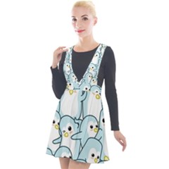 Penguins-pattern Plunge Pinafore Velour Dress by Simbadda