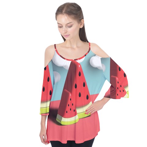 Strawberries Fruit Flutter Sleeve Tee  by Grandong