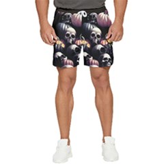 Halloween Party Skulls, Demonic Pumpkins Pattern Men s Runner Shorts by Casemiro