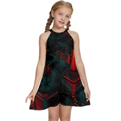 A Dark City Vector Kids  Halter Collar Waist Tie Chiffon Dress by Proyonanggan