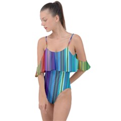 Color Stripes Drape Piece Swimsuit by Proyonanggan