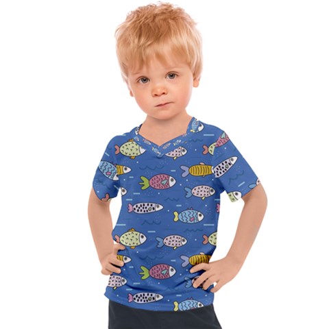 Sea Fish Blue Submarine Animal Kids  Sports Tee by Proyonanggan