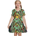 Monkey Tiger Bird Parrot Forest Jungle Style Kids  Short Sleeve Tiered Mini Dress View1