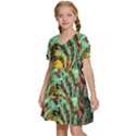 Monkey Tiger Bird Parrot Forest Jungle Style Kids  Short Sleeve Tiered Mini Dress View2