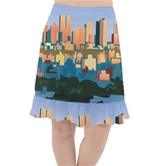 City Buildings Urban Dawn Fishtail Chiffon Skirt by Bangk1t