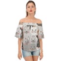 Cute Cats Seamless Pattern Off Shoulder Short Sleeve Top View1