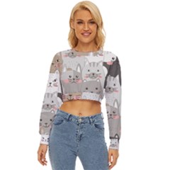 Cute Cats Seamless Pattern Lightweight Long Sleeve Sweatshirt by Bangk1t