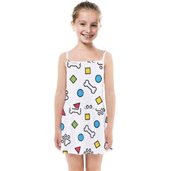 Dog Paw Seamless Pattern Footprint Bone Kids  Summer Sun Dress by Bangk1t