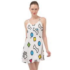 Dog Paw Seamless Pattern Footprint Bone Summer Time Chiffon Dress by Bangk1t