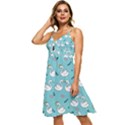 Elegant Swan Pattern Design Sleeveless Tie Front Chiffon Dress View2