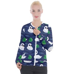 Swan Pattern Elegant Design Casual Zip Up Jacket by Bangk1t