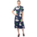 Swan Pattern Elegant Design Keyhole Neckline Chiffon Dress View1