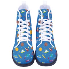 Space Rocket Solar System Pattern Women s High-top Canvas Sneakers by Bangk1t