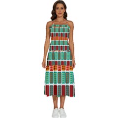 Bricks Abstract Seamless Pattern Sleeveless Shoulder Straps Boho Dress by Bangk1t