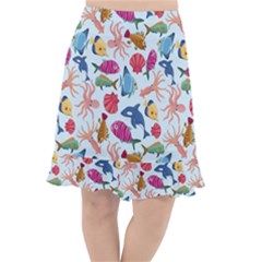 Sea Creature Themed Artwork Underwater Background Pictures Fishtail Chiffon Skirt by Bangk1t