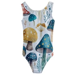 Mushroom Forest Fantasy Flower Nature Kids  Cut-out Back One Piece Swimsuit by Bangk1t