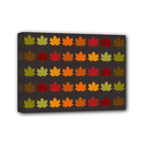 Autumn Fall Leaves Season Background Glitter Art Mini Canvas 7  X 5  (stretched) by Bangk1t