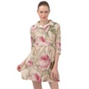 Roses Plants Vintage Retro Flowers Pattern Mini Skater Shirt Dress View1