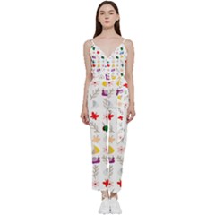 Snail Butterfly Pattern Seamless V-neck Camisole Jumpsuit by Amaryn4rt