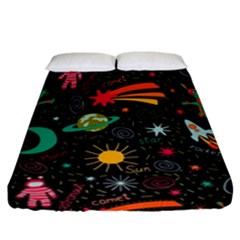 Seamless Pattern Space Fitted Sheet (california King Size) by Amaryn4rt