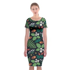 Pattern Forest Leaf Fruits Flowers Motif Classic Short Sleeve Midi Dress by Amaryn4rt