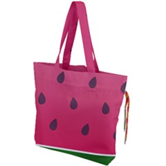 Watermelon Fruit Summer Red Fresh Food Healthy Drawstring Tote Bag by pakminggu