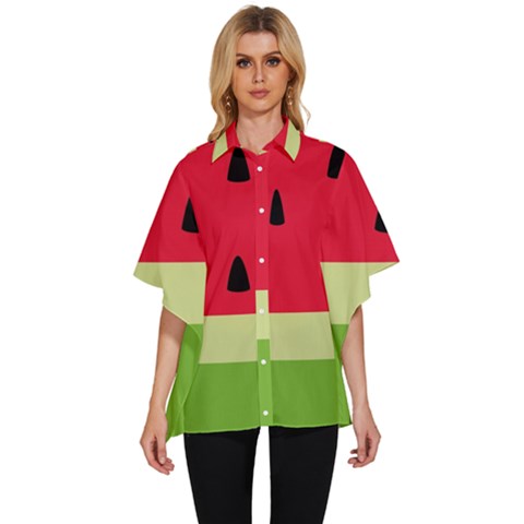 Watermelon Fruit Food Healthy Vitamins Nutrition Women s Batwing Button Up Shirt by pakminggu