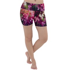Pink Flower Lightweight Velour Yoga Shorts by artworkshop