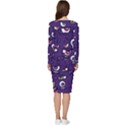 Eye Artwork Decor Eyes Pattern Purple Form Backgrounds Illustration Long Sleeve V-Neck Bodycon Dress  View4