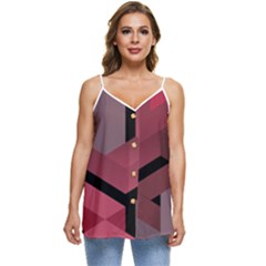 Blocks Abstract Pattern Art Casual Spaghetti Strap Chiffon Top by Grandong