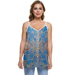 Flower Mandala Pattern Casual Spaghetti Strap Chiffon Top by Grandong