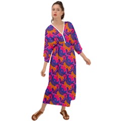 Purple Design Scrapbooking Blue Grecian Style  Maxi Dress by Grandong