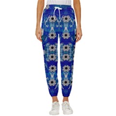 Oilpainting Blue Flowers In The Peaceful Night Women s Cropped Drawstring Pants by pepitasart